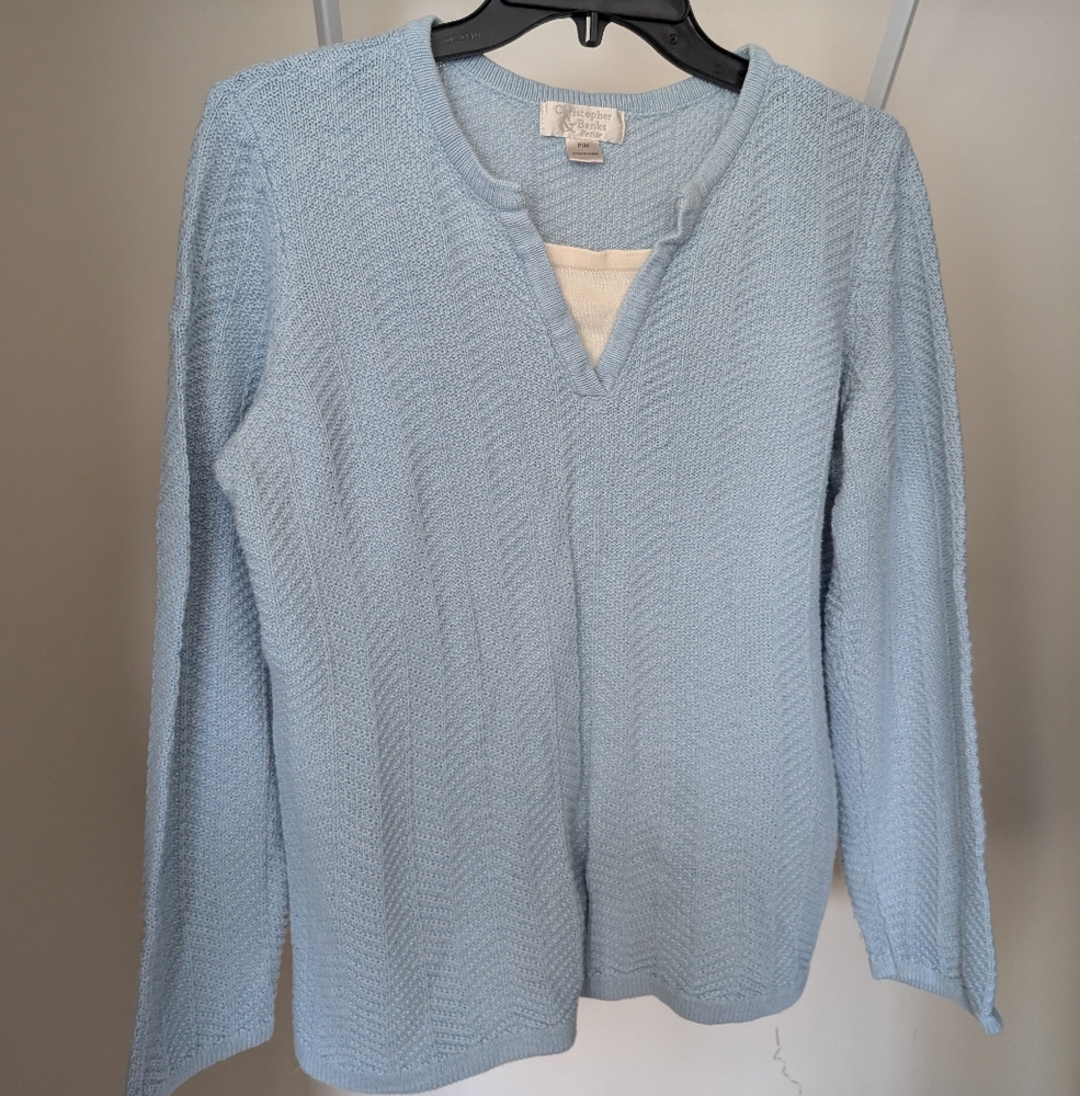 Christopher & Banks Sky Blue V-Neck Sweater